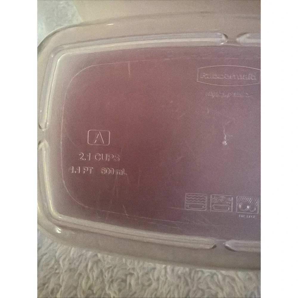 Rubbermaid Food Storage Containers 3.2, 3.2 2.1Cup W/ Red Lids Set of 3 Made USA